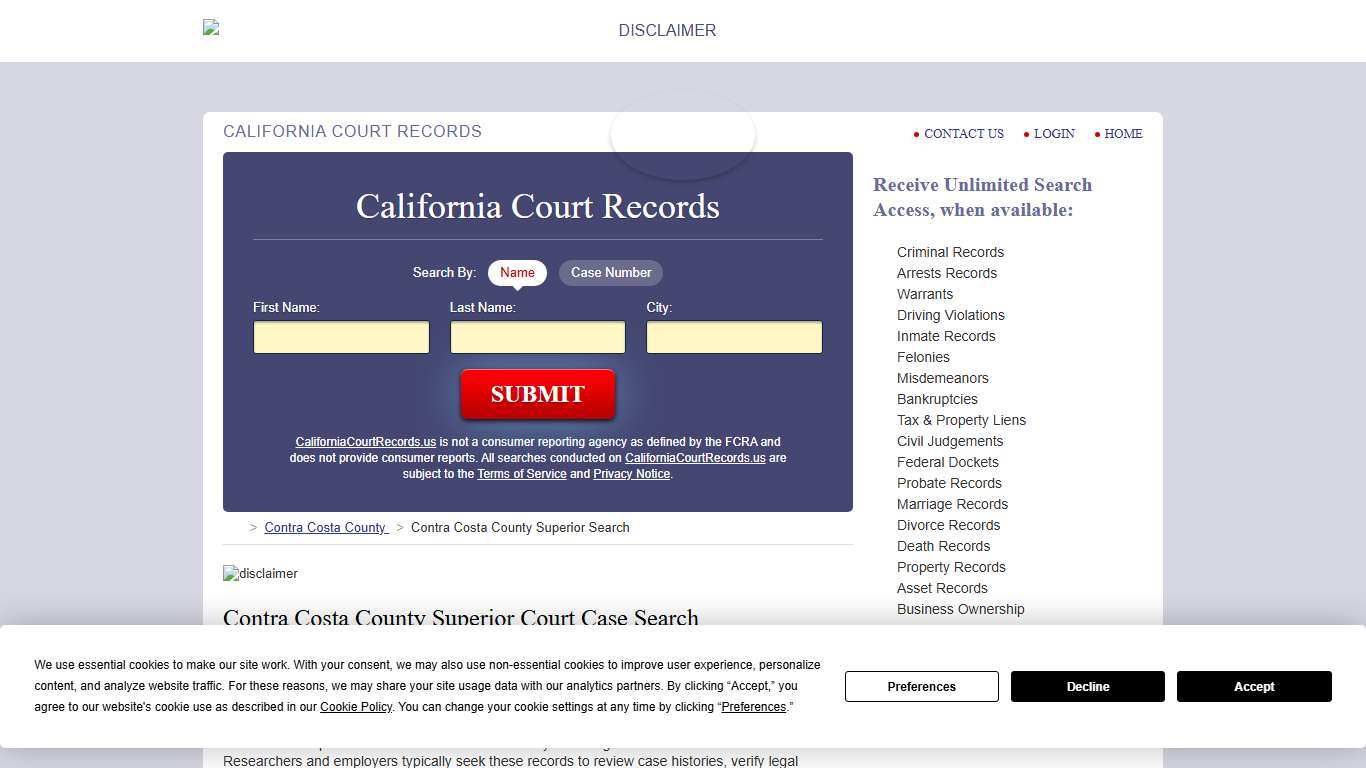 Contra Costa County Superior Court Records CaliforniaCourtRecords.us